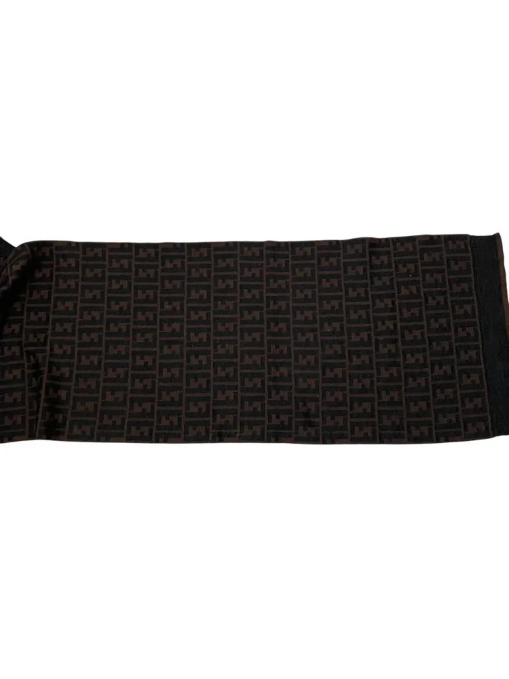 Fendi Vintage Zucca Pattern Knit Scarf Brown Black